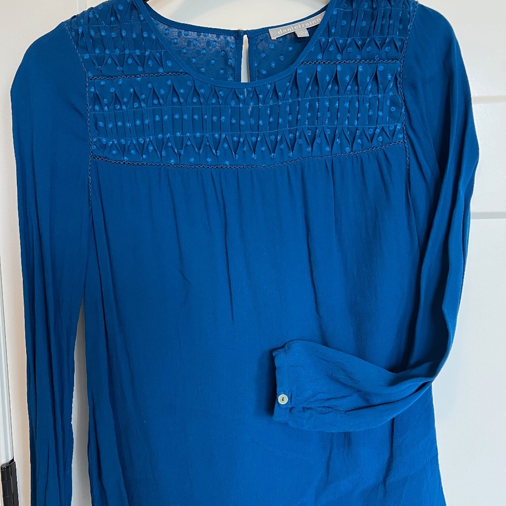 Daniel Rainn Peacock Blue Blouse, Size S
